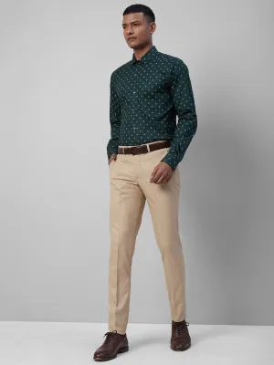 100% COTTON Dark Green SLIM FIT Full Sleeve Formal Mens Printed Shirts