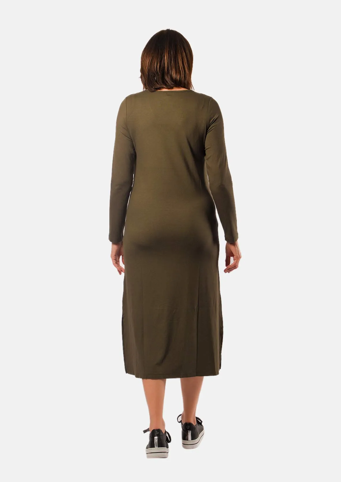 A-Line V-Neck Midi Dress