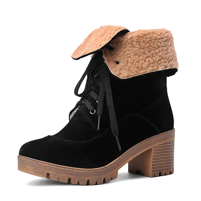 Add fur winter boots warm plush ankle boots