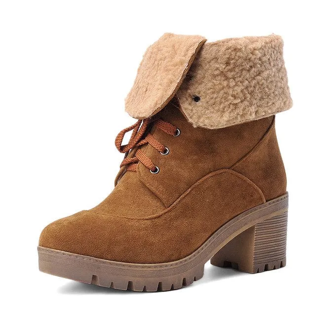 Add fur winter boots warm plush ankle boots