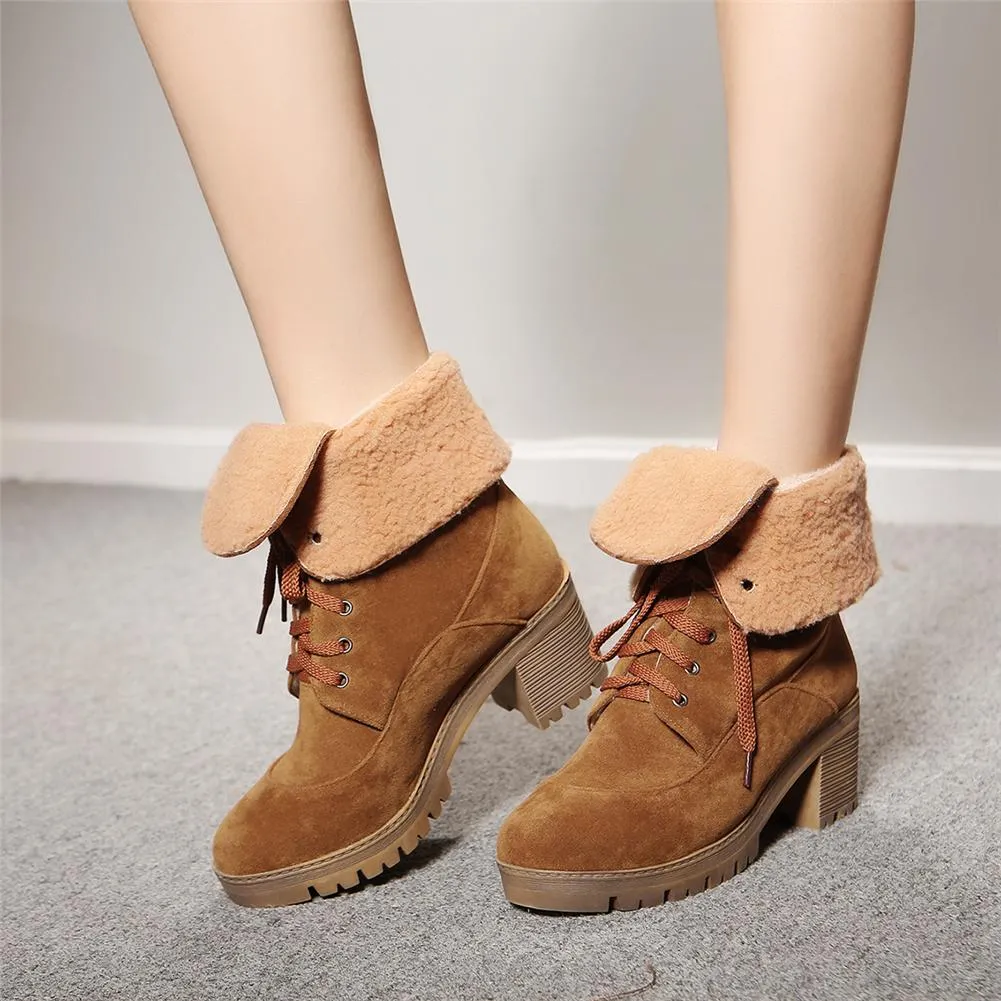 Add fur winter boots warm plush ankle boots