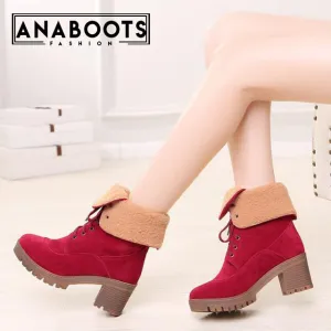 Add fur winter boots warm plush ankle boots