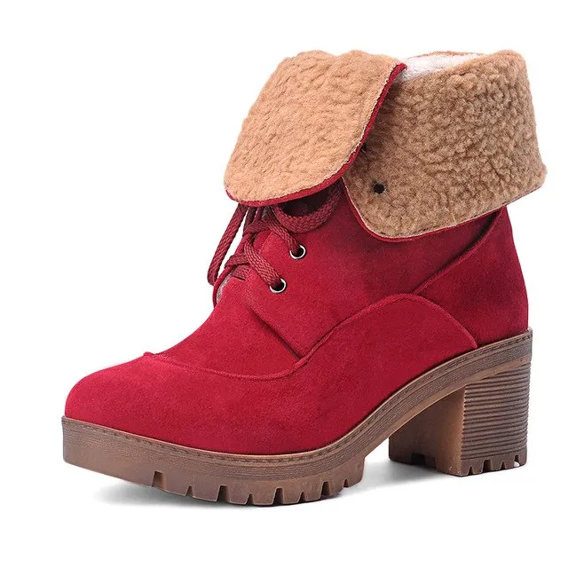 Add fur winter boots warm plush ankle boots