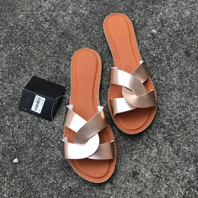 AMOZAE-- Fashionable Leather Sandals for Summer Slides