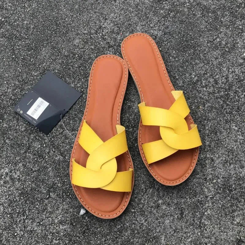 AMOZAE-- Fashionable Leather Sandals for Summer Slides