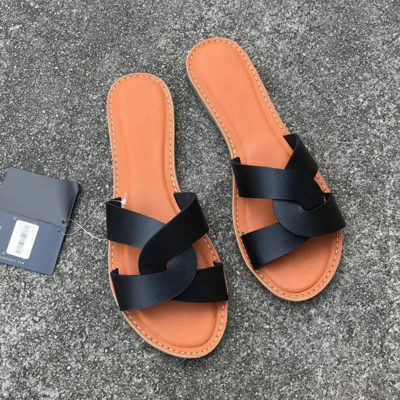 AMOZAE-- Fashionable Leather Sandals for Summer Slides