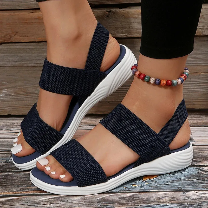 AMOZAE- - Women's Knit Wedge Sandals Lightweight