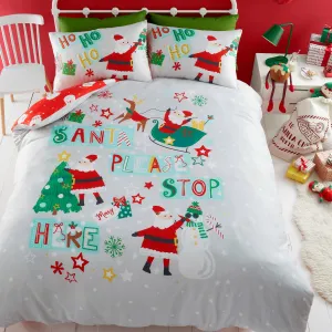 Bedlam Santa Please Stop Here Duvet Cover Set - Grey