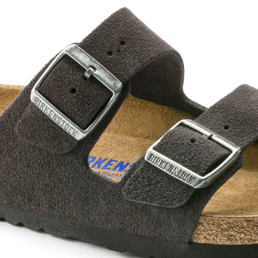 BIRKENSTOCK ARIZONA SOFT FOOTBED SANDAL - VELVET GRAY SUEDE