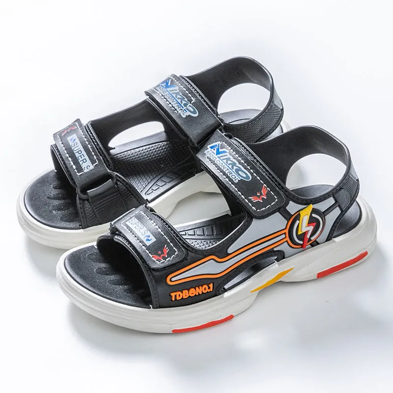 Children's fashionable lightweight boys' beach shoes 2024 new anti-slip summer soft bottom Velcro big children's sandals