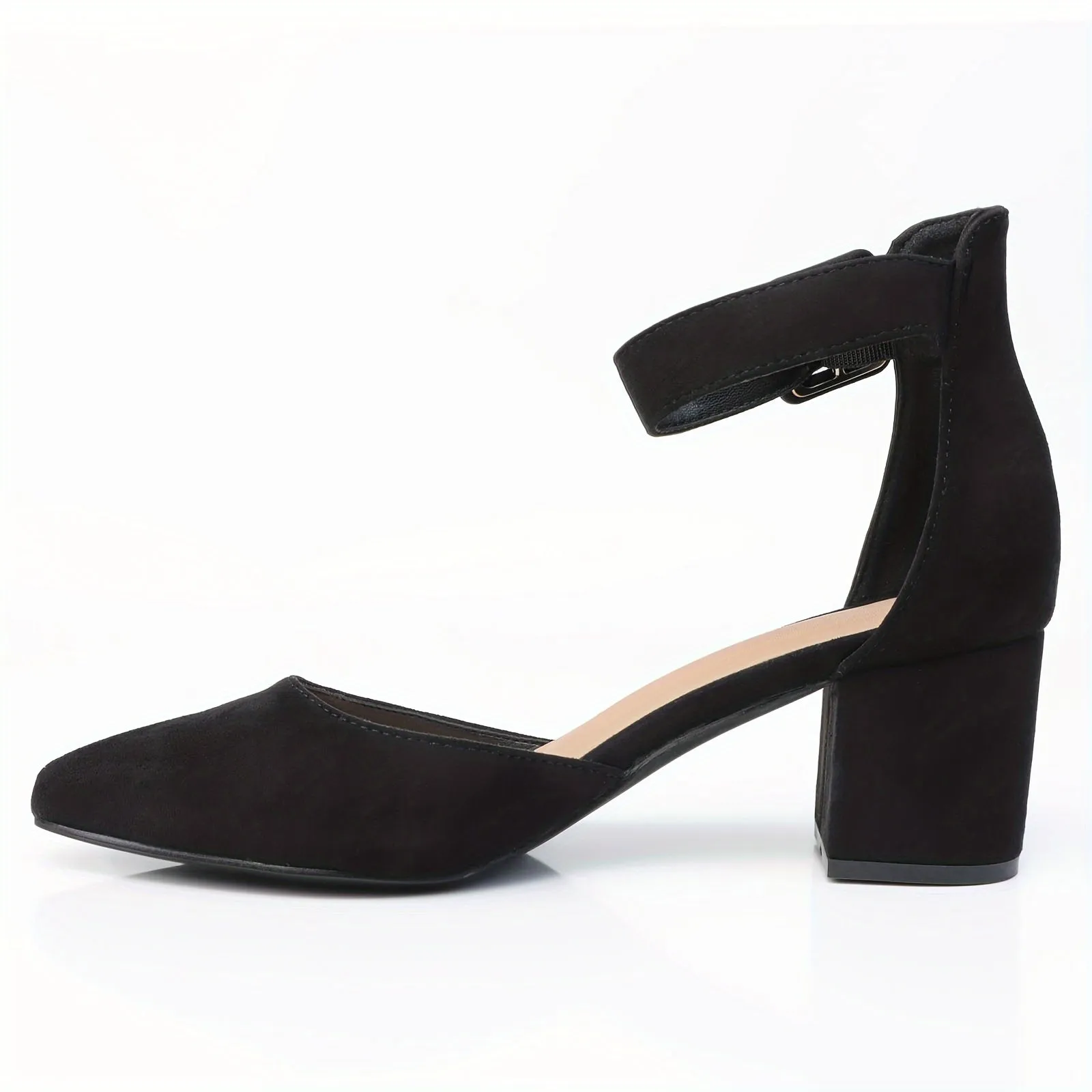 Closed-Toe Suede Pumps for Women with Low Block Heels, Perfect for Evening Events, Weddings, Dating, Work, and Dancing