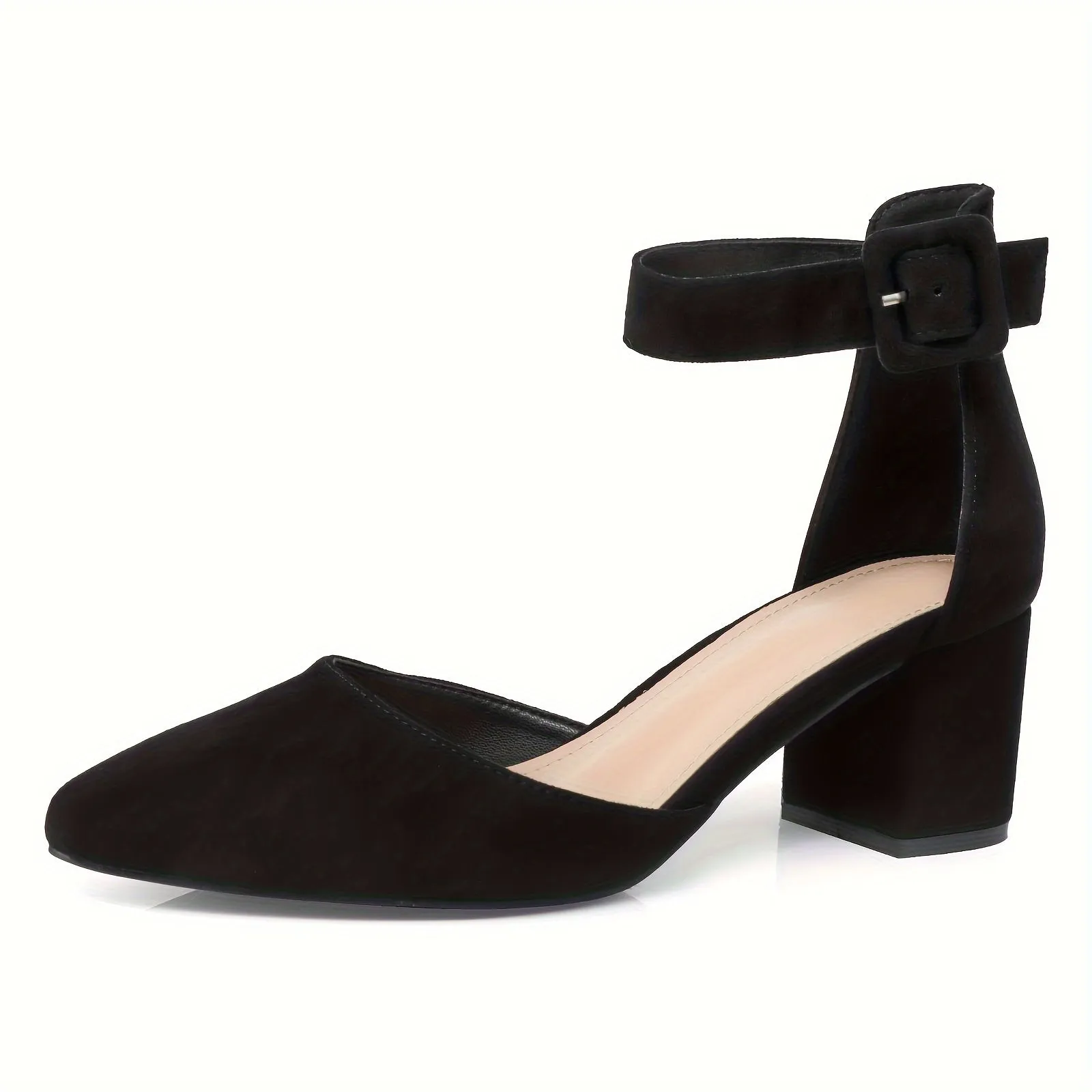 Closed-Toe Suede Pumps for Women with Low Block Heels, Perfect for Evening Events, Weddings, Dating, Work, and Dancing