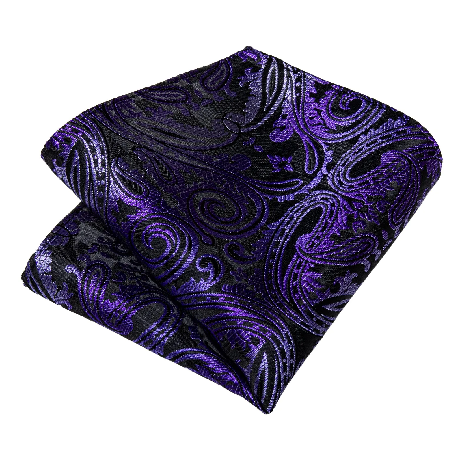 DiBanGu Mens Suit Tie Black Purple Floral Silk Necktie Set and Tie Clip