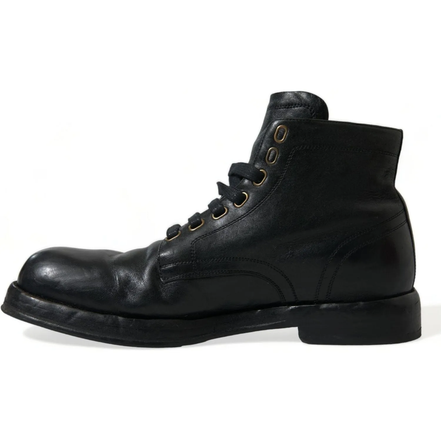 Dolce & Gabbana Elegant Black Horse Leather Ankle Boots