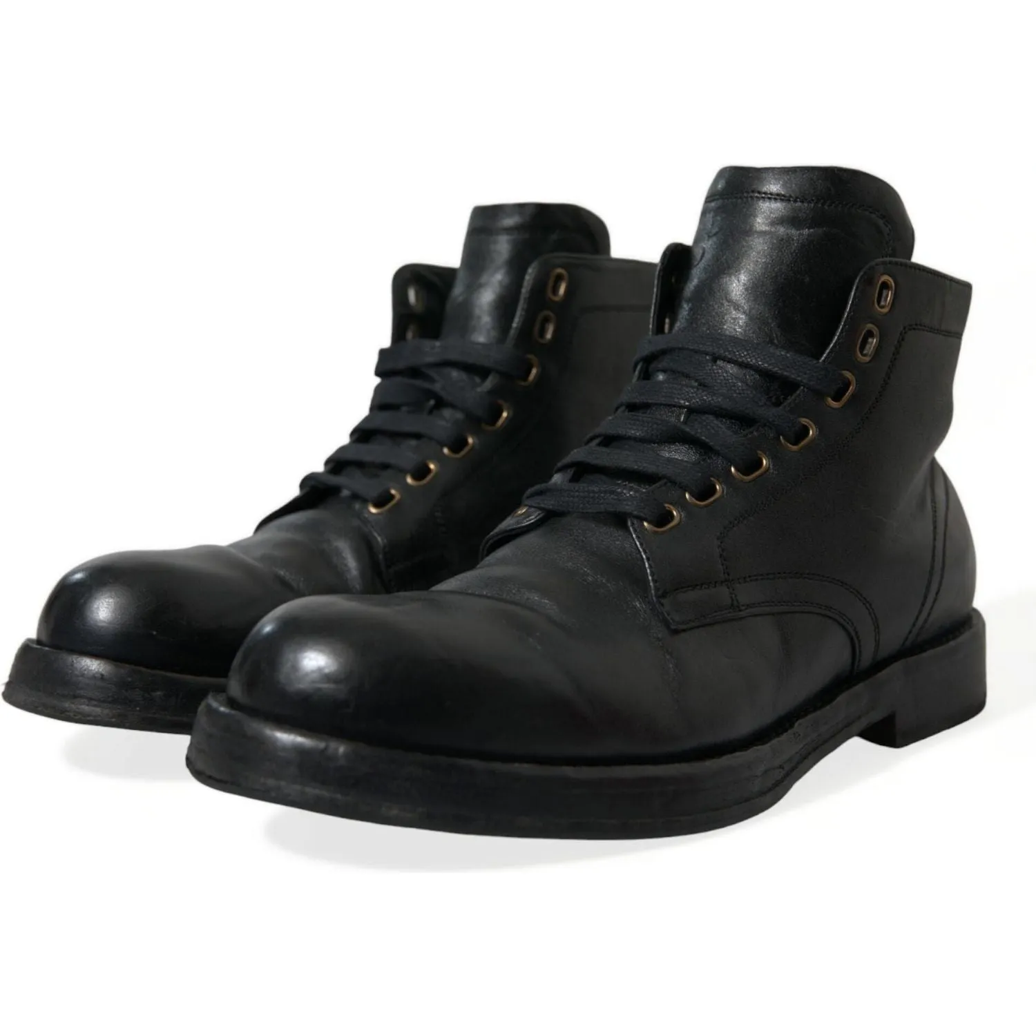 Dolce & Gabbana Elegant Black Horse Leather Ankle Boots