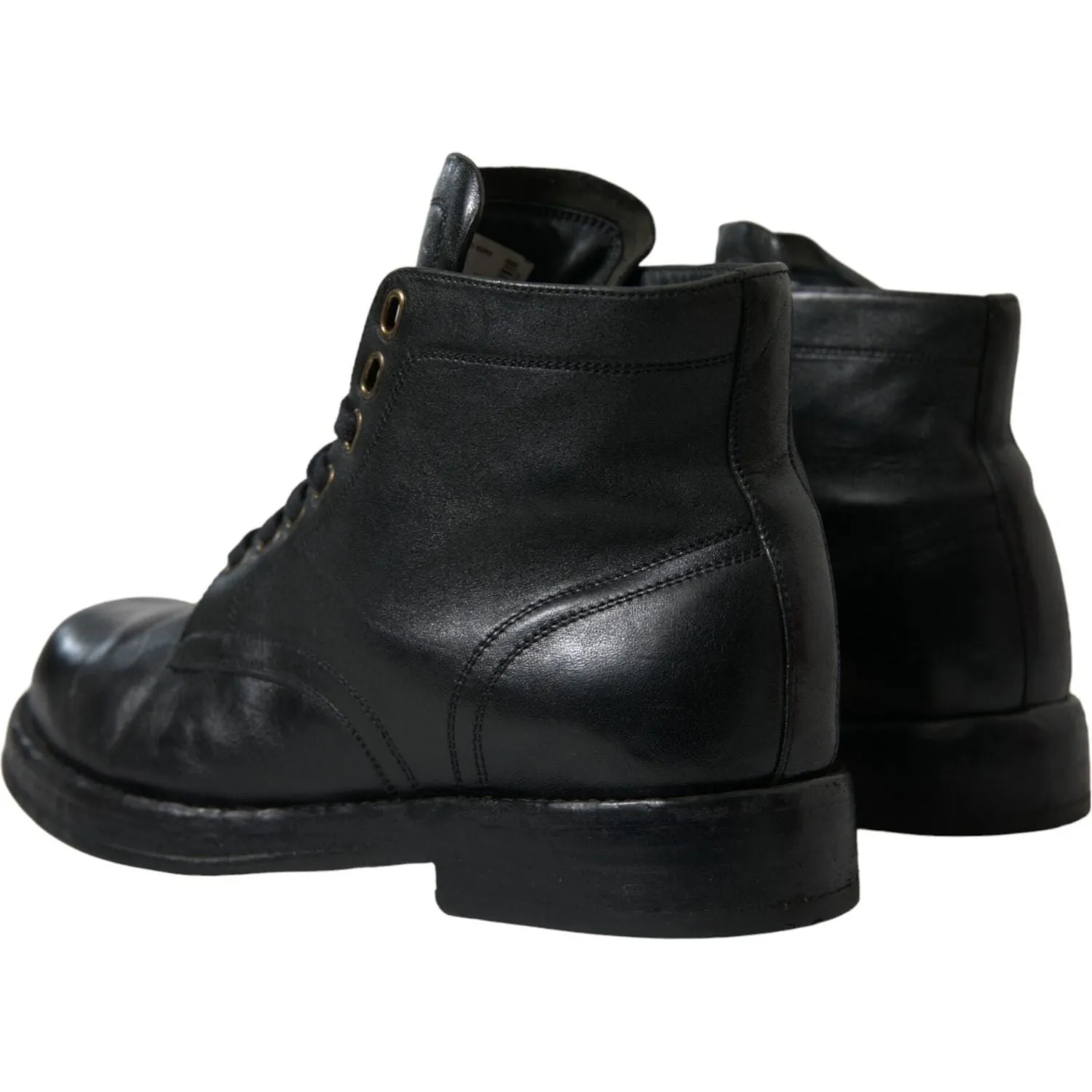 Dolce & Gabbana Elegant Black Horse Leather Ankle Boots