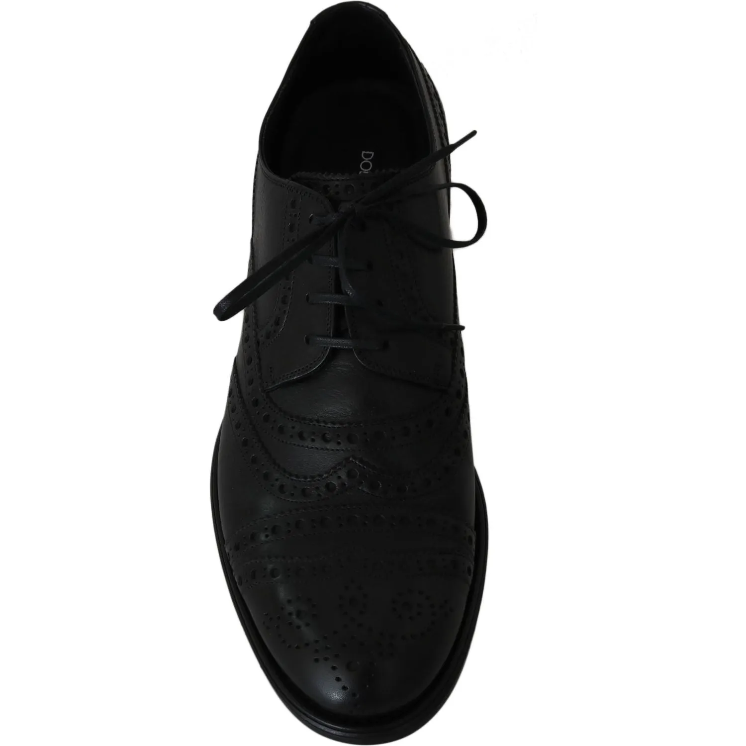 Dolce & Gabbana Elegant Black Leather Derby Wingtip Dress Shoes