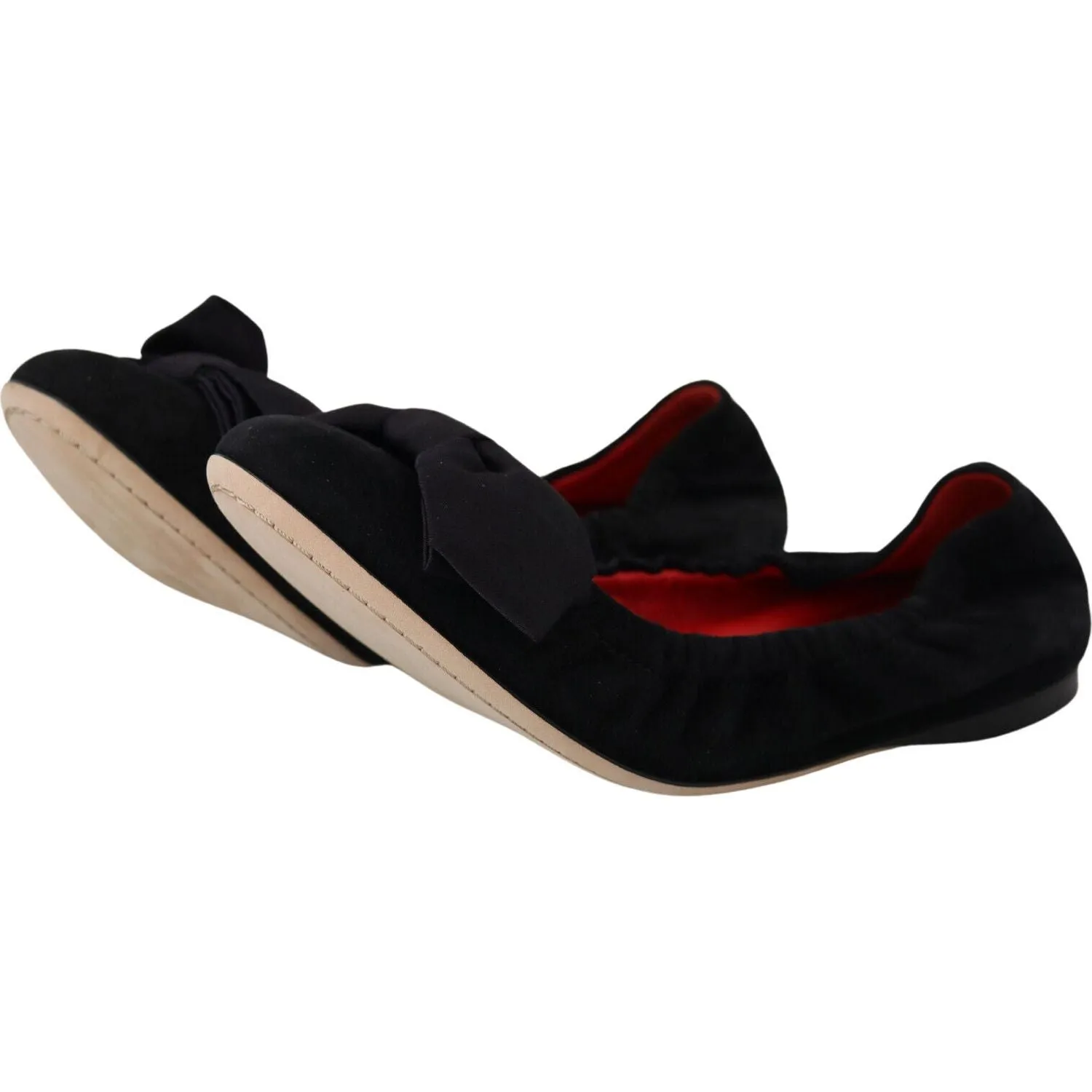 Dolce & Gabbana Elegant Black Suede Ballet Flats