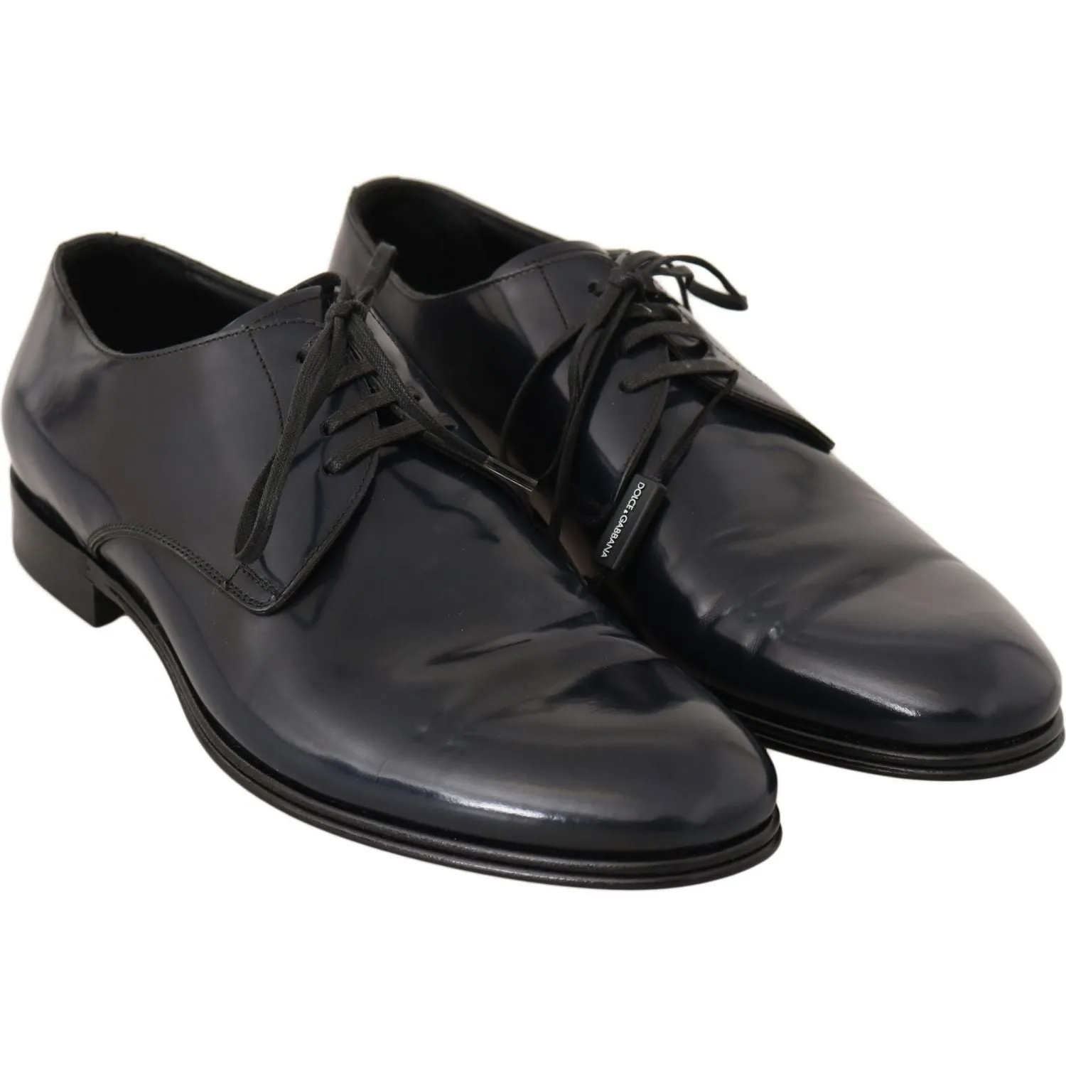 Dolce & Gabbana Elegant Dark Blue Leather Derby Dress Shoes