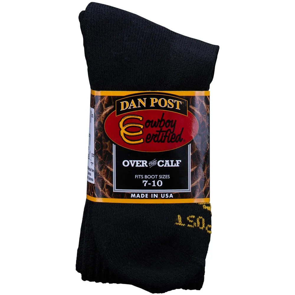 DPCBC Dan Post Men's Cowboy Certified Over the Calf Socks - BLACK