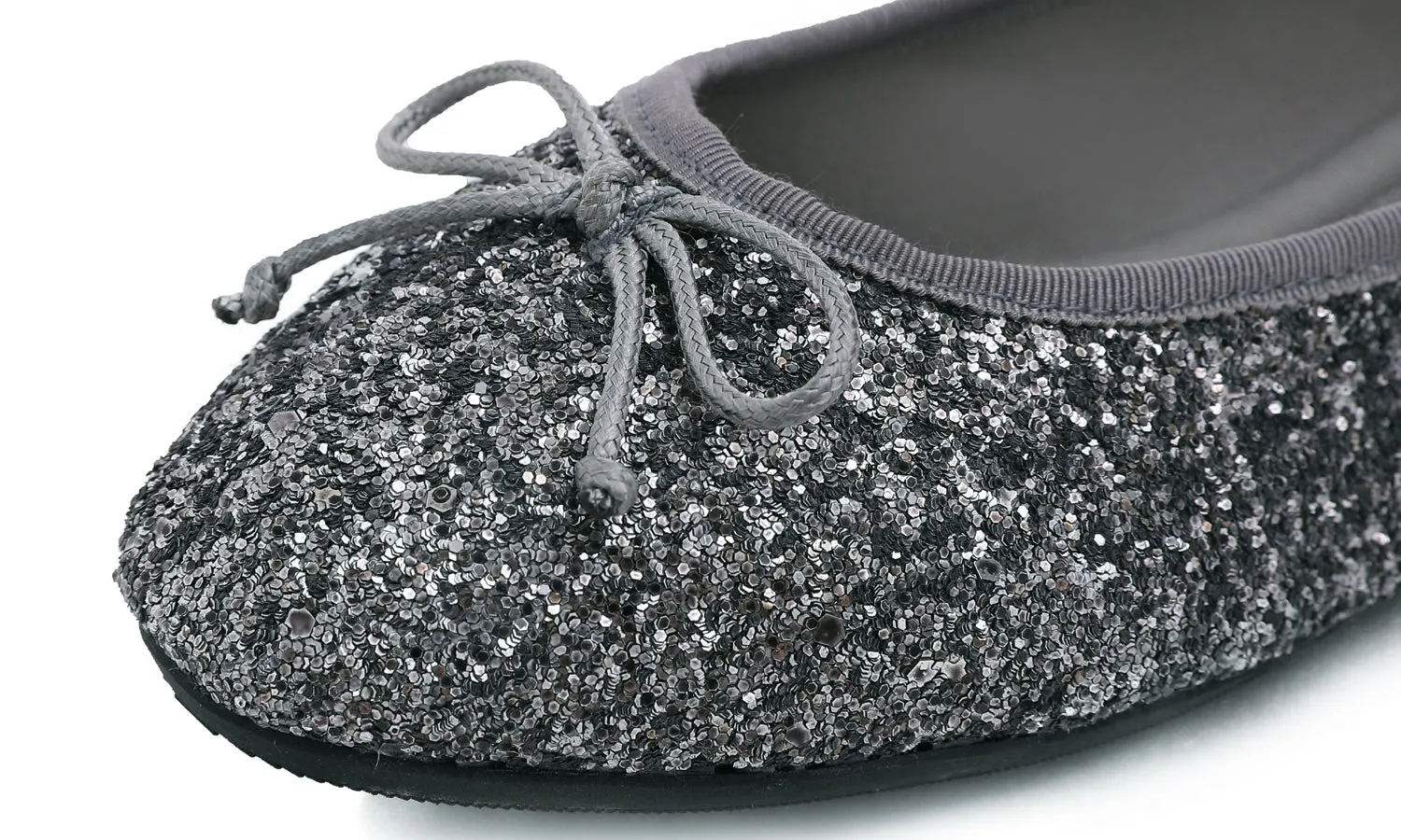 Feversole Women's Macaroon Glitter Pewter Memory Foam Cushion Insock Patent Ballet Flat