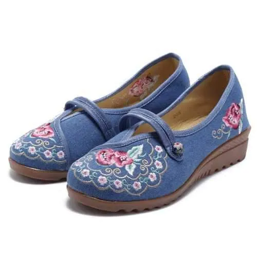 Flower Embroidery Comfortable Soft Flats