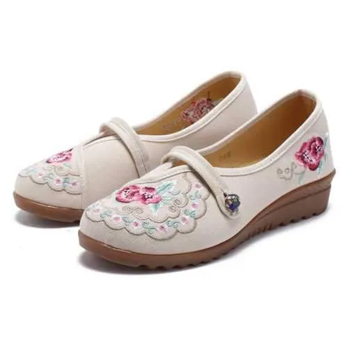 Flower Embroidery Comfortable Soft Flats