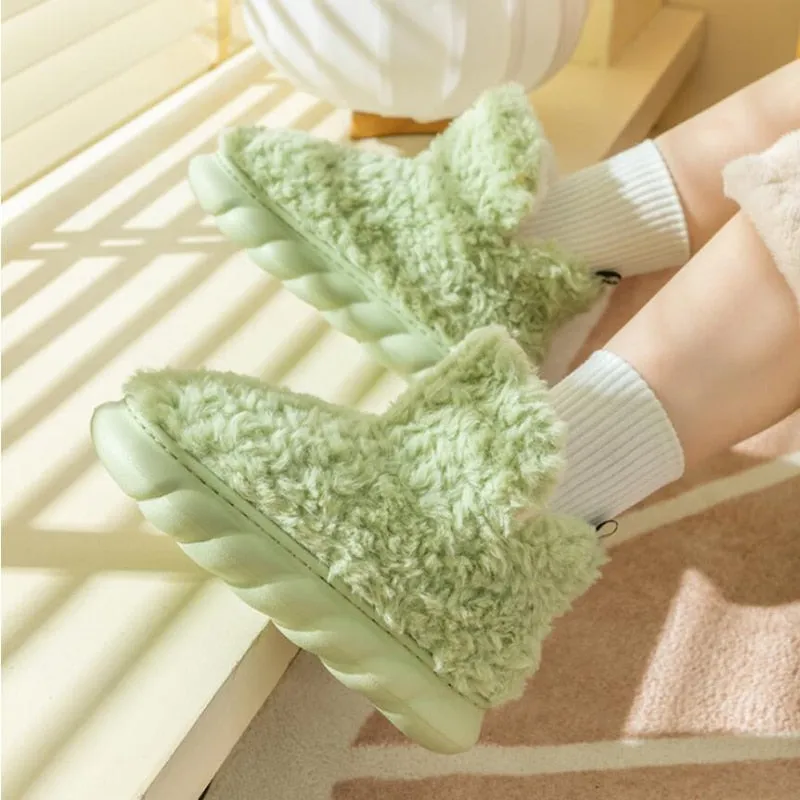 Fluffy Cozy Woman Warm Home Boots