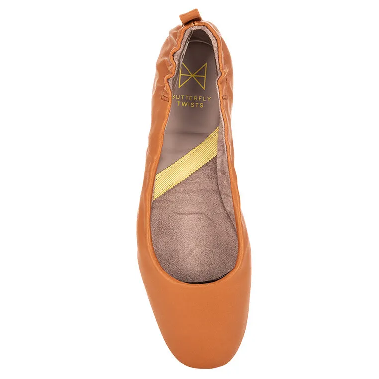 JESSIE Ballet Flat Shoes - Cognac