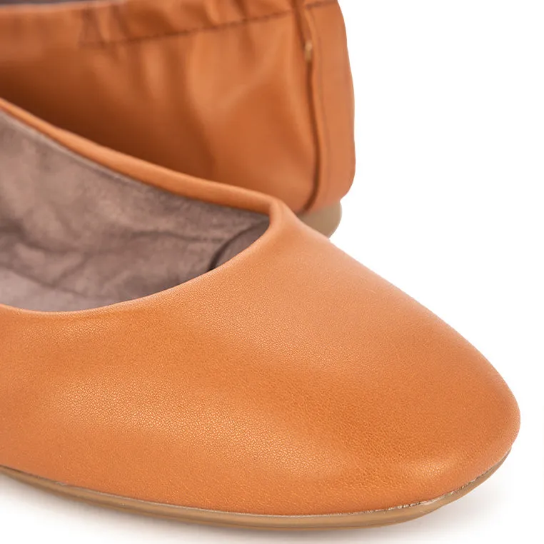 JESSIE Ballet Flat Shoes - Cognac