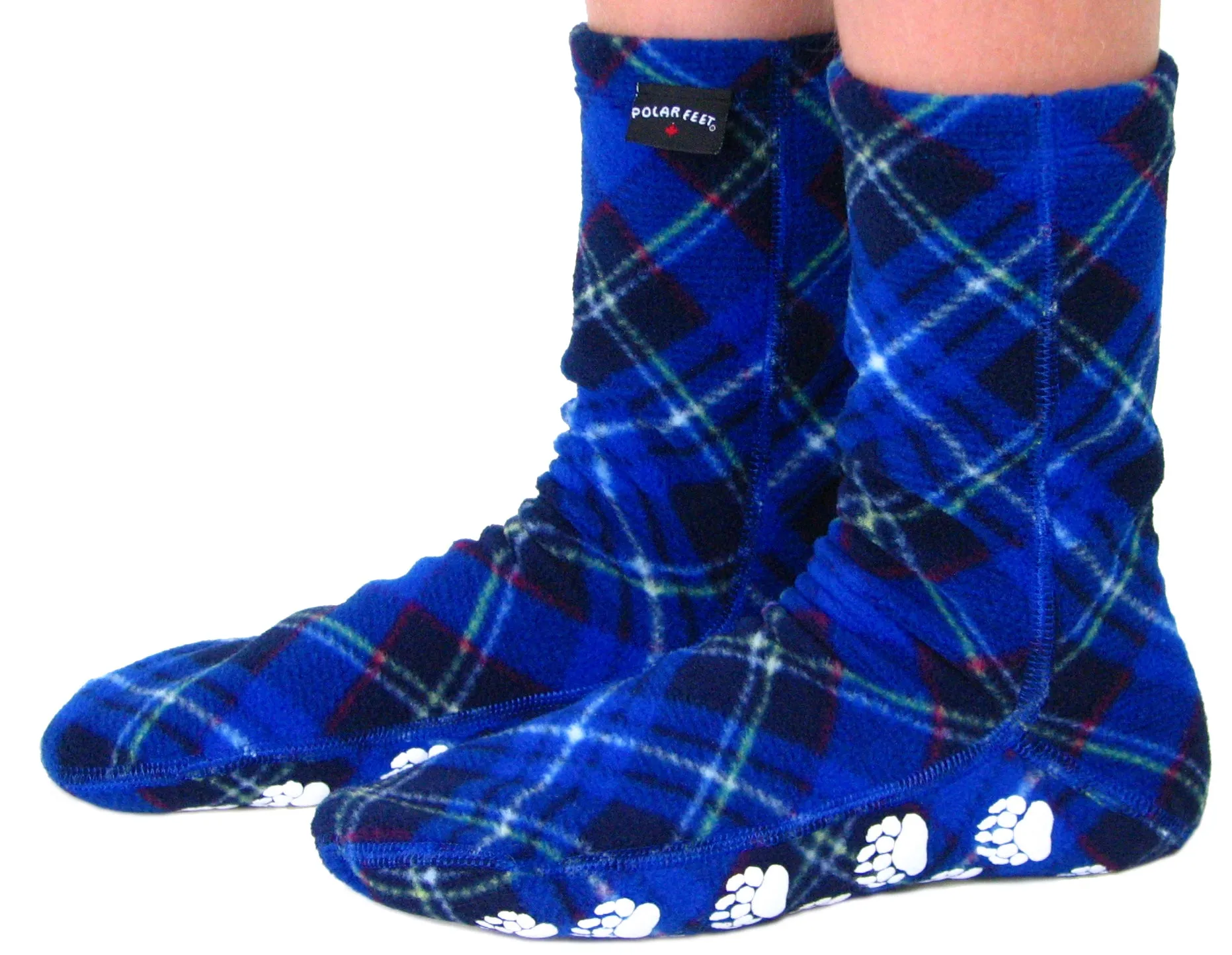 Kids' Nonskid Fleece Socks - Blue Argyle