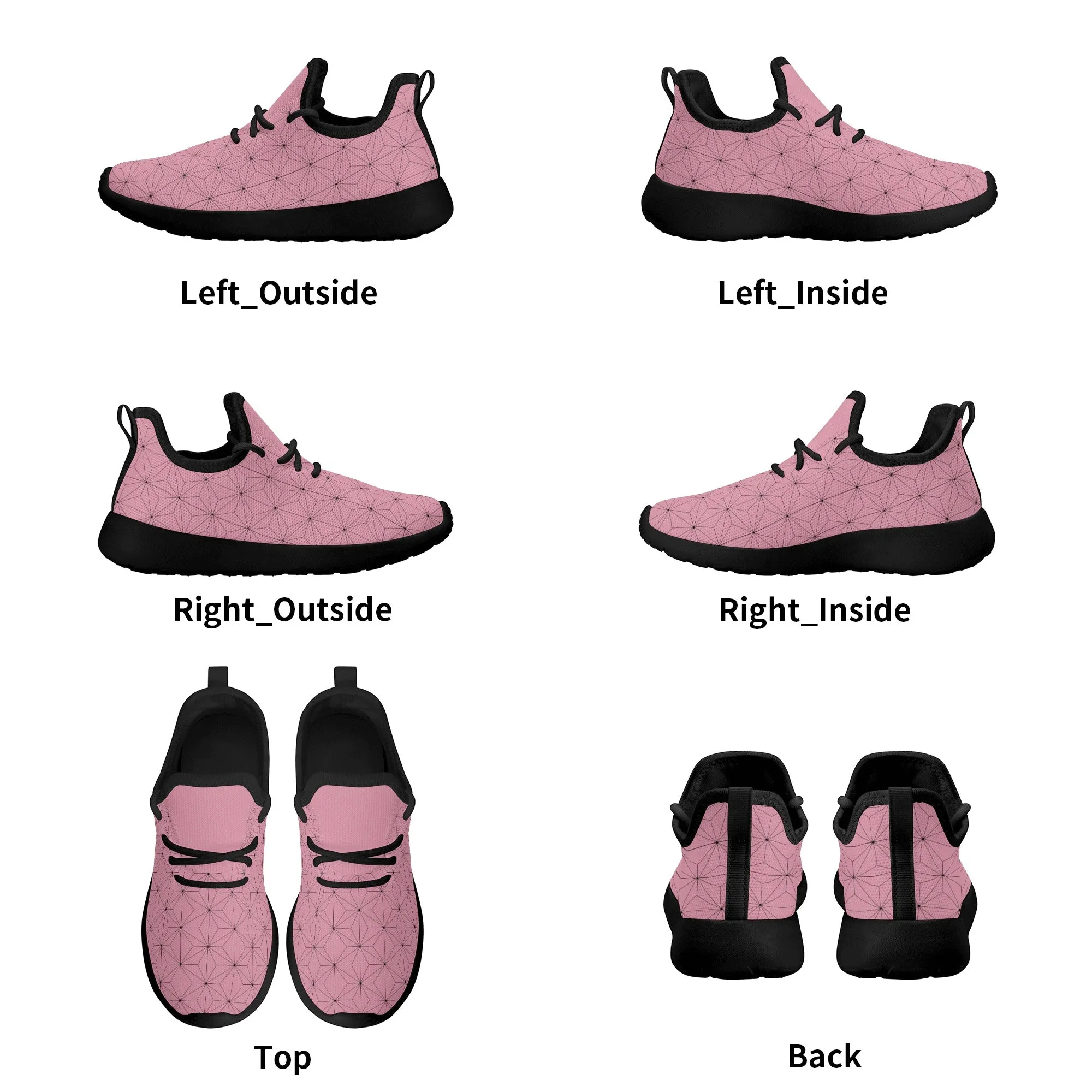 Kids Running Shoes | Mesh Knit Sneakers for kids 7-12 | Anime Slayer of Demon | Pink Brown Pattern