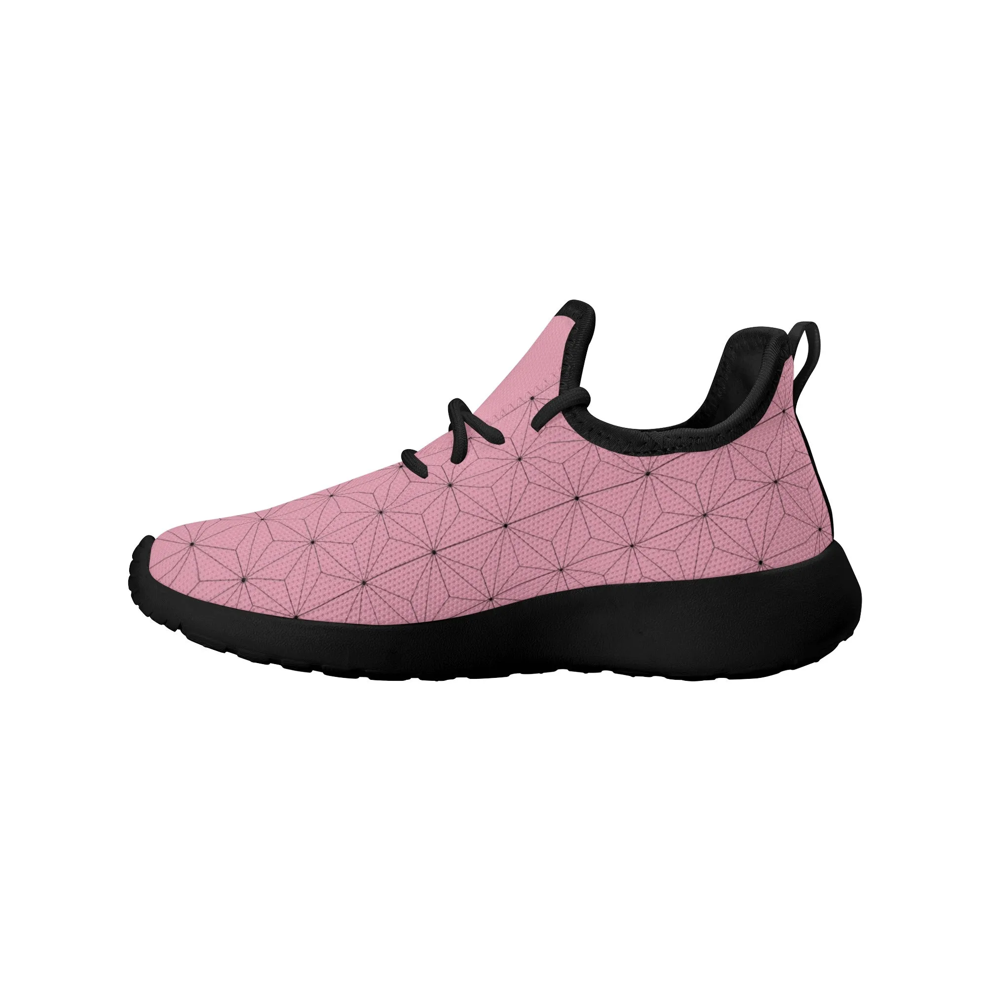 Kids Running Shoes | Mesh Knit Sneakers for kids 7-12 | Anime Slayer of Demon | Pink Brown Pattern