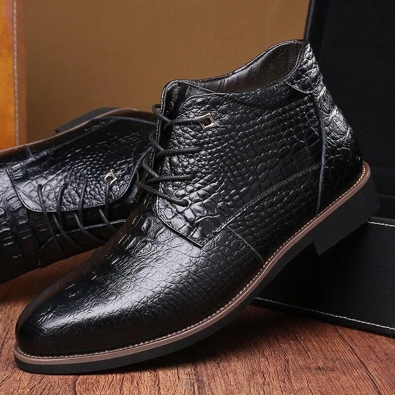 Leather Warm Thick Men Winter Boots