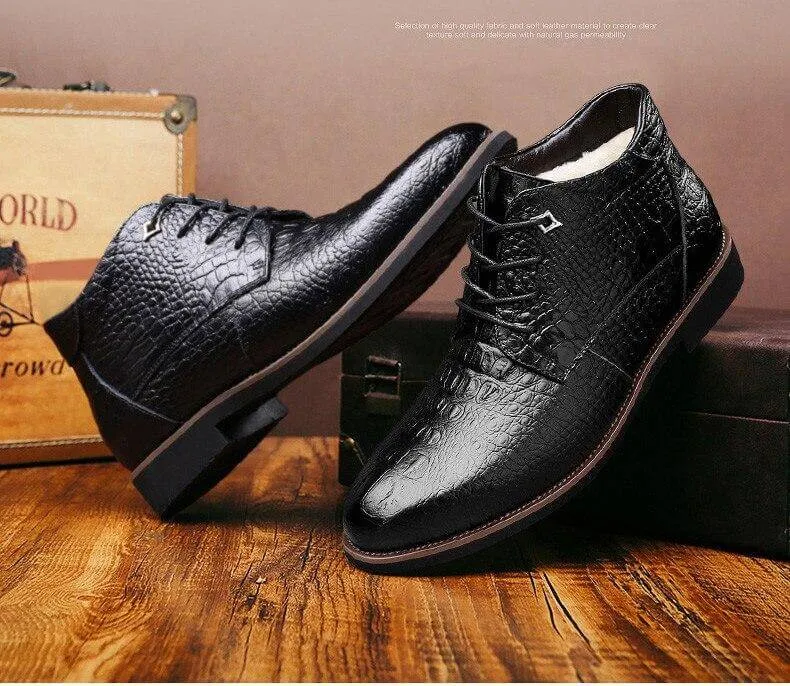 Leather Warm Thick Men Winter Boots