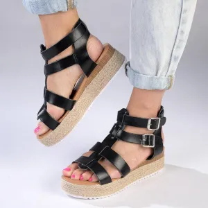 Madison Jade High Gladiator Wedge - Black