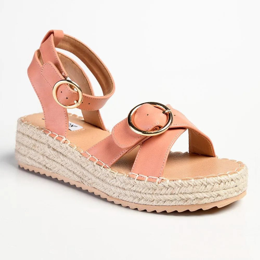 Madison Lilith Crossover Espadrille Sandal - Matt Peach