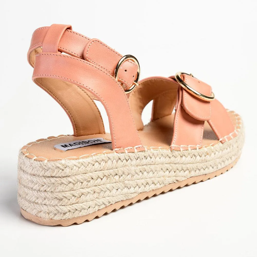 Madison Lilith Crossover Espadrille Sandal - Matt Peach