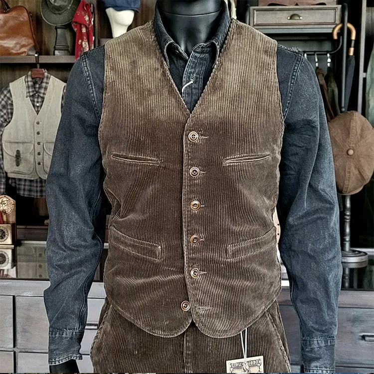 Men's Corduroy V-neck Vest