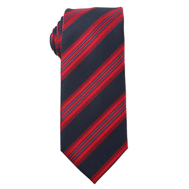 Men's Energetic Red Black Series Striped Necktie