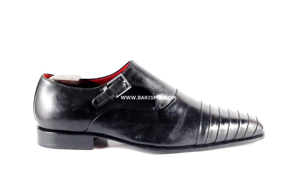 Ocean - Black Monk Strap Shoes