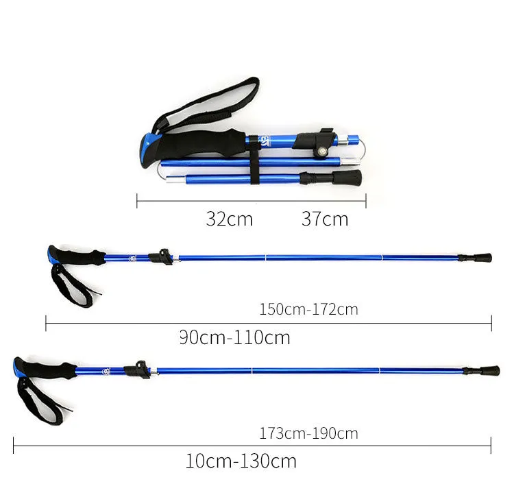 Outdoor trekking poles, hiking poles, walking poles, foldable telescopic outer locking aluminum alloy walking poles