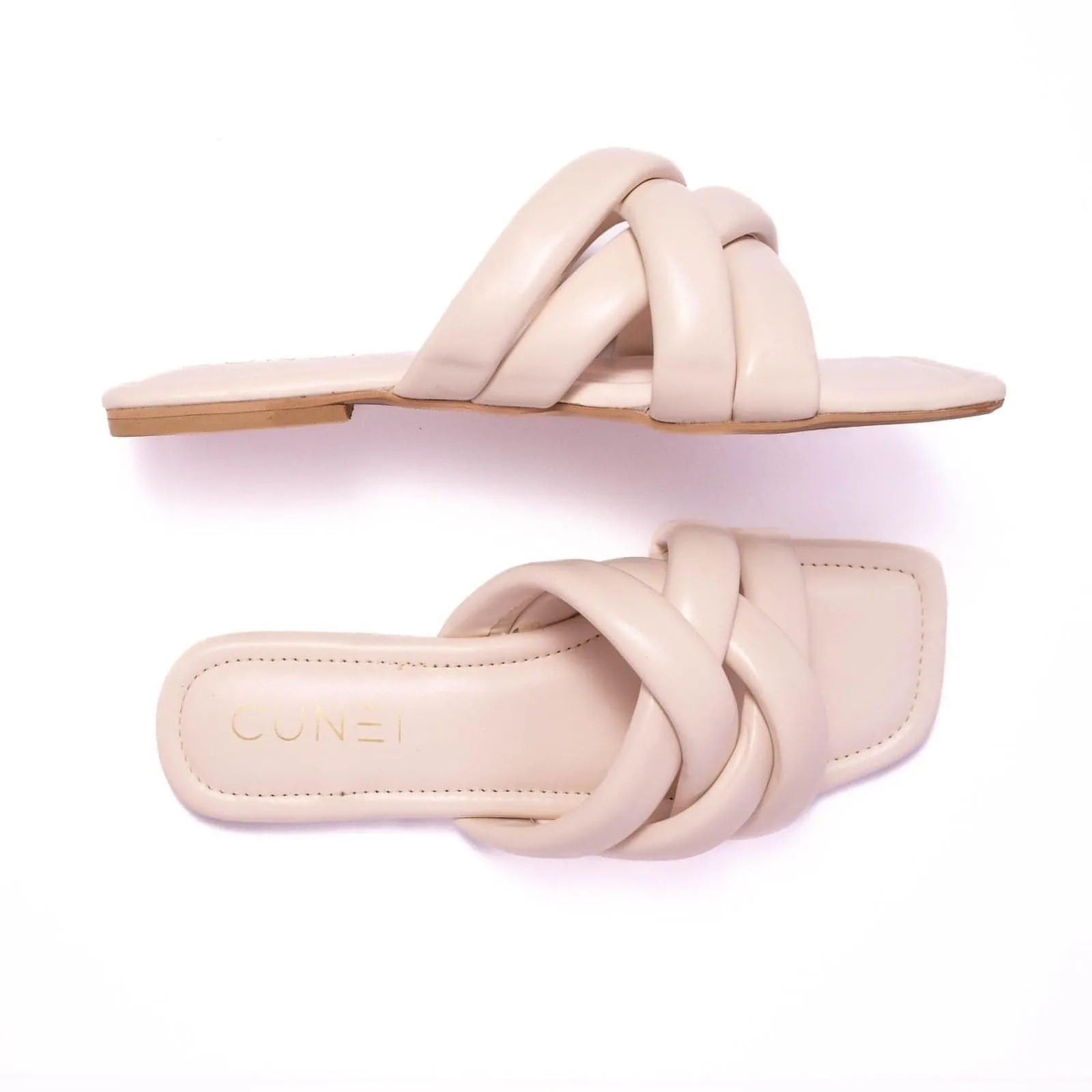 Pallid White Crossed Flats - Off White Flats