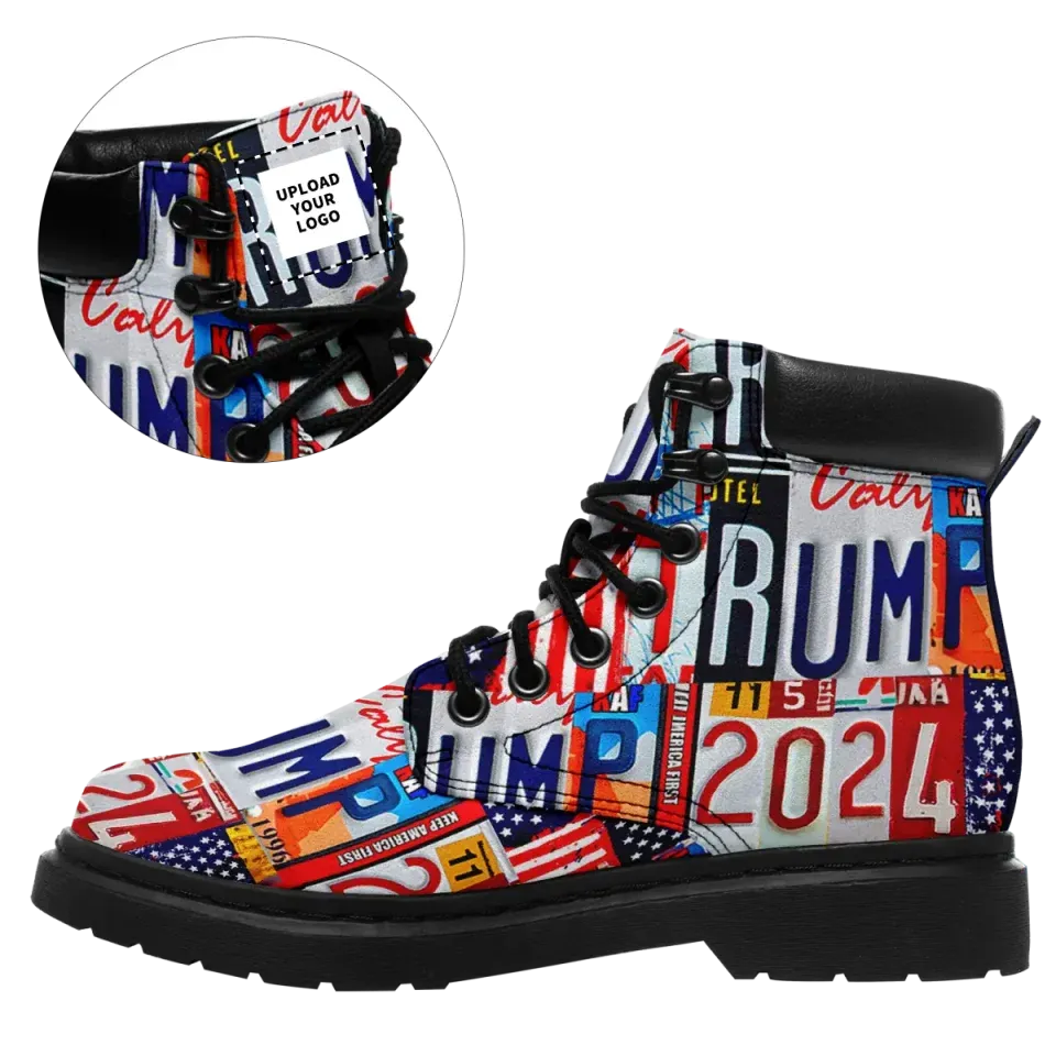 Personalized Trump Boots, Custom Support with Pride Boots, Patriotic Winter Boots