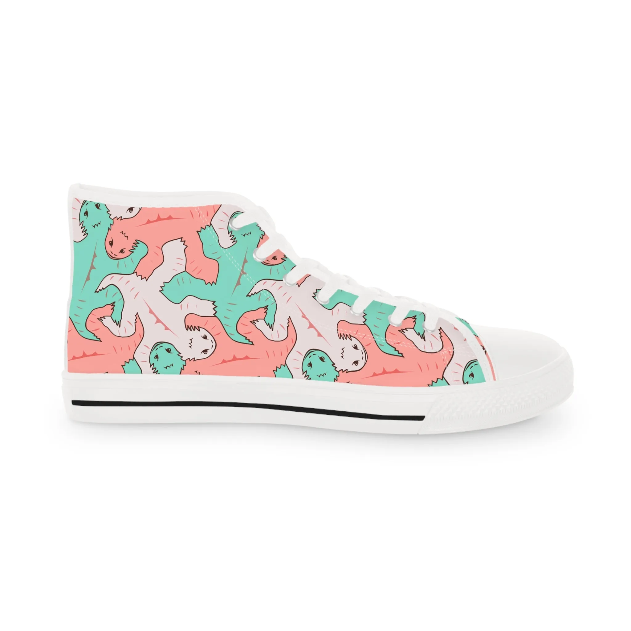 Pink & Green Lizard Tessellation Men's High Top Sneakers