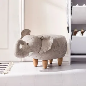 Playful Elephant Kids Grey Stool