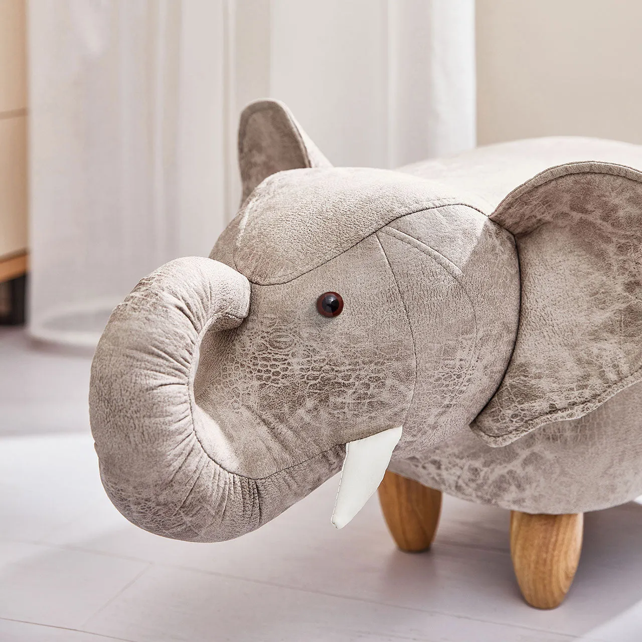 Playful Elephant Kids Grey Stool