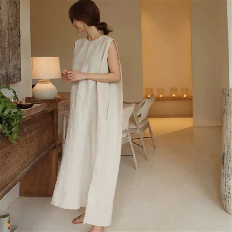 Sammie - Long elegant linen cotton dress