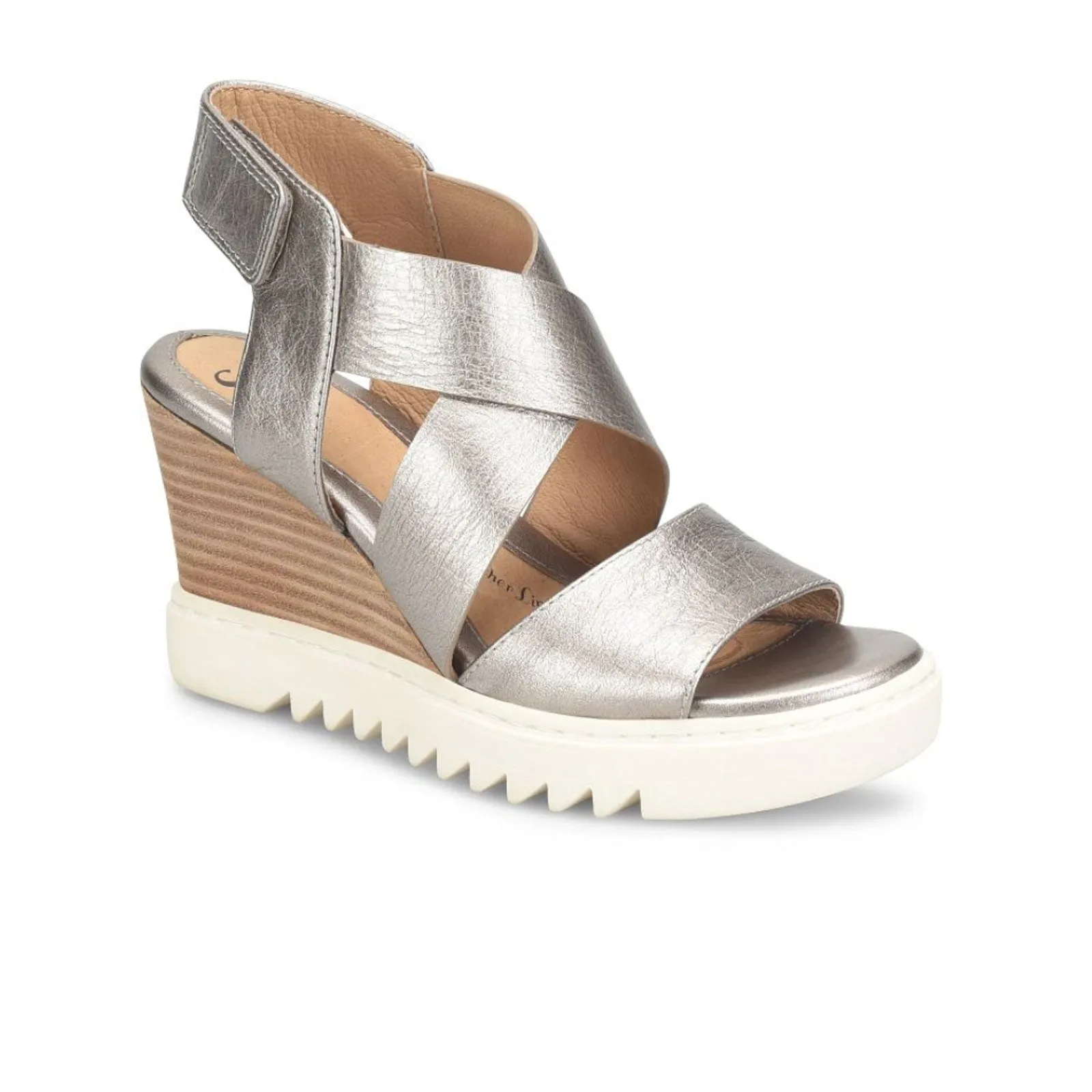 Sofft Uxley Wedge Sandal (Women) - Grey Gold