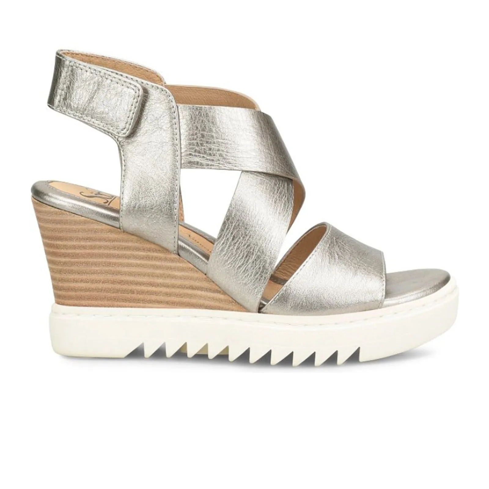 Sofft Uxley Wedge Sandal (Women) - Grey Gold